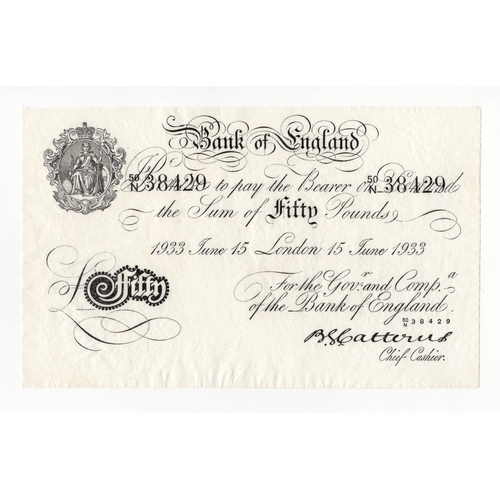 68 - Catterns BERNHARD note, 50 Pounds dated 15th June 1933, serial 50/N 38429 (B231 for type) paper crin... 