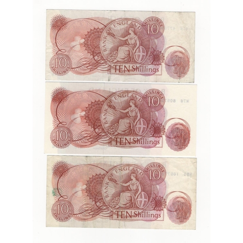 72 - Fforde (3), 10 Shillings REPLACEMENT notes, including FIRST RUN and LAST RUN issued 1967 (B311), FIR... 