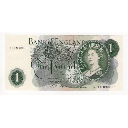 73 - Fforde 1 Pound issued 1967, exceptionally rare FIRST RUN REPLACEMENT note 'N01M' prefix, scarcer iss... 