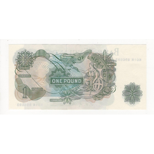 73 - Fforde 1 Pound issued 1967, exceptionally rare FIRST RUN REPLACEMENT note 'N01M' prefix, scarcer iss... 