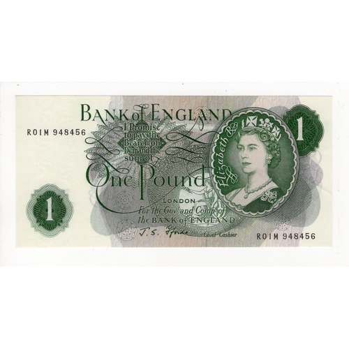 74 - Fforde 1 Pound issued 1967, exceptionally rare FIRST RUN REPLACEMENT note 'R01M' prefix, serial R01M... 