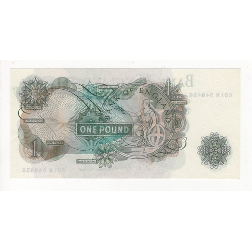 74 - Fforde 1 Pound issued 1967, exceptionally rare FIRST RUN REPLACEMENT note 'R01M' prefix, serial R01M... 