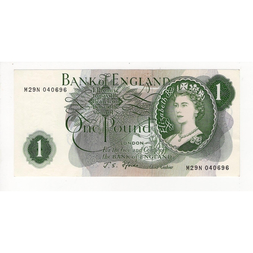 76 - Fforde 1 Pound issued 1967, scarce FIRST RUN REPLACEMENT note 'M29N' prefix, serial M29N 040696 (B30... 