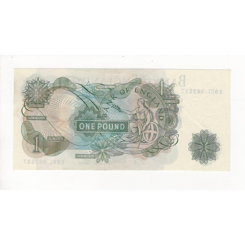 77 - Fforde 1 Pound issued 1967, scarce LAST PREFIX note 'R99L' prefix, scarcer issue with 'G' on reverse... 