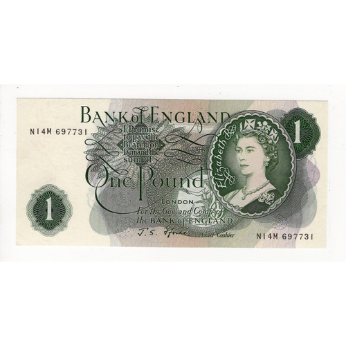 79 - Fforde 1 Pound issued 1967, scarce LAST RUN REPLACEMENT note 'N14M' prefix, scarcer issue with 'G' o... 