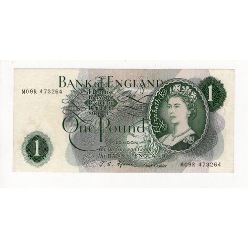 80 - Fforde 1 Pound issued 1967, very rare FIRST RUN REPLACEMENT note 'M09R' prefix, serial M09R 473264 (... 