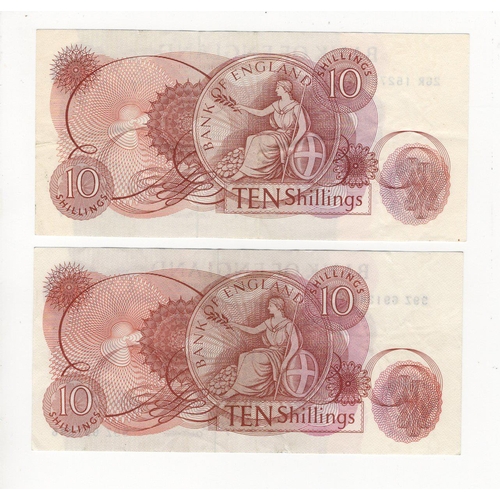 85 - Fforde 10 Shillings (2) issued 1967, rare FIRST RUN '26R' prefix and LAST RUN '99Z' prefix, serial 2... 