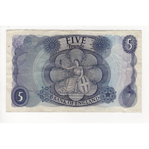 91 - Fforde 5 Pounds issued 1967, rare FIRST RUN REPLACEMENT note '01M' prefix, serial 01M 777237 (B315, ... 