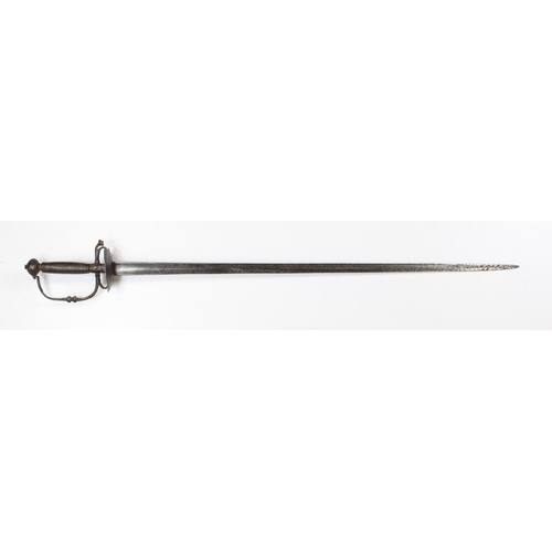 1060 - Sword 17th century continental small Rapier with 29 inch blade, shell guard, embossed knuckle guard ... 