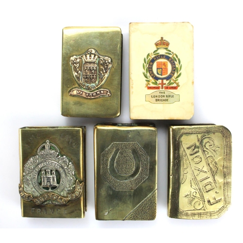 1363 - Collection of WW1 period and Trench Art Matchbox Covers. 