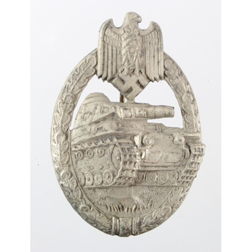 1620 - German Panzer Assault badge, pressed lightweight example for combat wear
