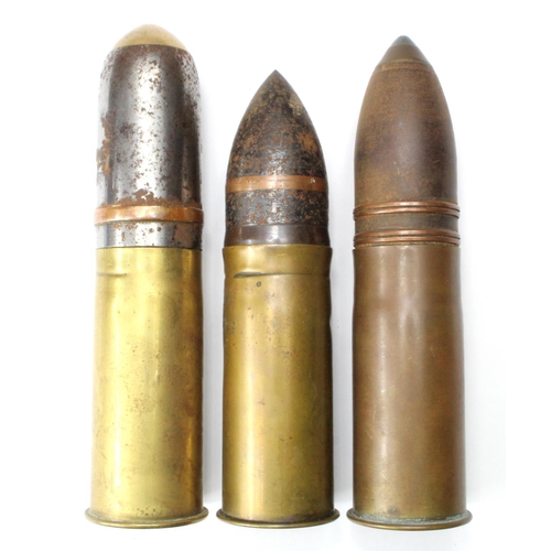 1960 - WW1 pom pom cannon shells with heads, three different patterns some scarce. Inert