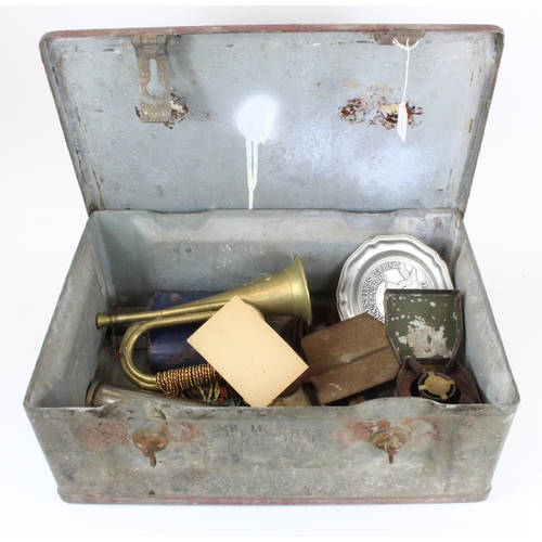 1974 - WW2 ammo box containing various militaria shell cases etc. (Qty)