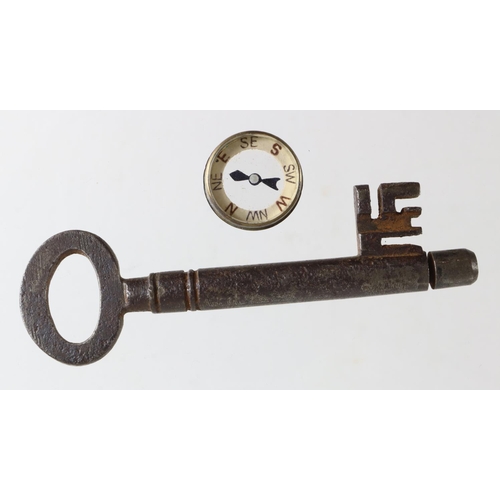 1995 - WW2 SOE style Key (screw off tip), and miniature compass.  (2)