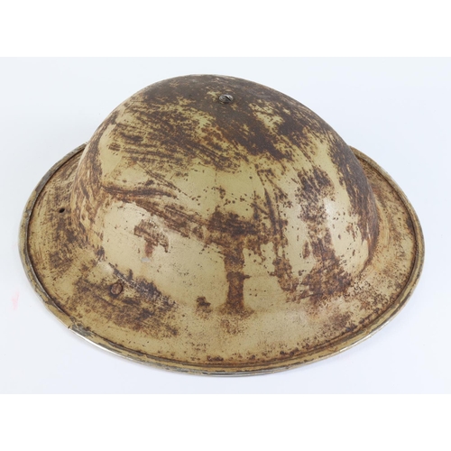 1996 - WW2 South African Brodie Helmet and liner dated 1939. The holes at the rear were for a nape cloth to... 