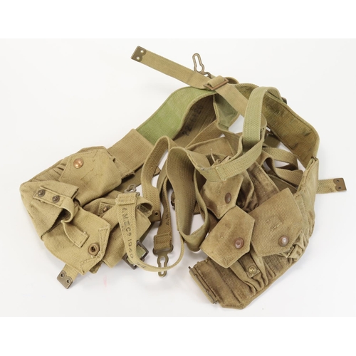 2004 - WW2, 1940 Pattern Cavalry Equipment part set - 2x Pouches; Strap, Back Adjustment; Water bottle in C... 