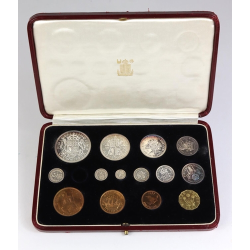 216 - Proof Set 1937. The fifteen coin set but this one missing Maundy 3d. The rest aFDC with the box in V... 