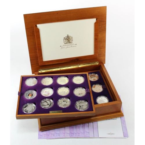 534 - Queen Elizabeth II Golden Jubilee Collection. The 24 coin set of Silver Crown sized coins from aroun... 