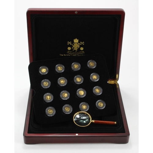 541 - The World's Finest Gold Miniatures. A sixteen coin set from various countries, includes China, cook ... 