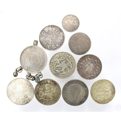 561 - World Silver Coins (10) larger denominations including crown-size, 19th-20thC.