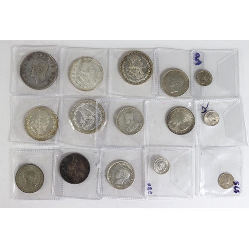 562 - World Silver Coins (15) 19th-20thC, mostly British Commonwealth, up to crown-size, mixed grade, high... 