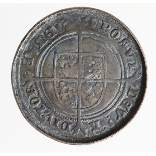 612 - Edward VI fine silver Shilling mm Tun, S.2482, 7.00g (altered), Fine, a collar attached around the e... 