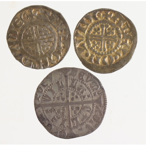 638 - English Hammered (3): 2x Short Cross Pennies ABEL ON LUNDE GF plugged or ex-button mount, and a Henr... 