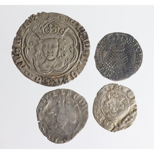 639 - English Hammered (4): Henry VII Groat mm Pansy S.2199, 2.82g, slightly chipped and double-struck nVF... 