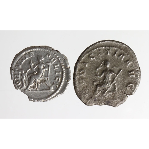 695 - Roman Imperial (2): Julia Domna AR Denarius, Fortuna seated type, 3.29g, chipped VF, along with Here... 