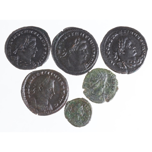 696 - Roman Imperial (6): Constantine I (the Great) Sol Follis, London mint, officina CF, EF; another ditt... 