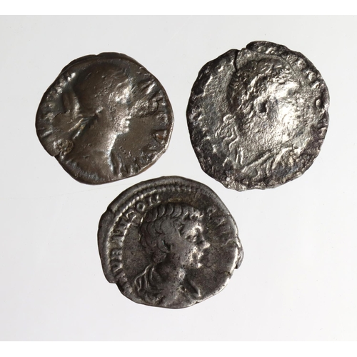 698 - Roman Imperial AR Denarii (3): Titus 79-81 AD RSC 2.394 porous F/GF (possibly plated?), Faustina II ... 