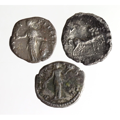 698 - Roman Imperial AR Denarii (3): Titus 79-81 AD RSC 2.394 porous F/GF (possibly plated?), Faustina II ... 