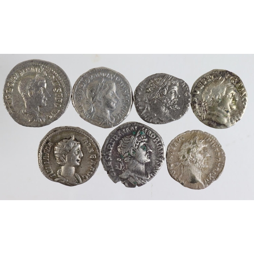 699 - Roman Imperial AR Denarii (7): Gordian III Salus type porous aVF, and Equestrian type on a small mod... 