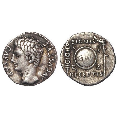 702 - Roman Imperial, Augustus AR Denarius c.19BC, uncertain Spanish mint (Colonia Patricia?), rare, VF, a... 