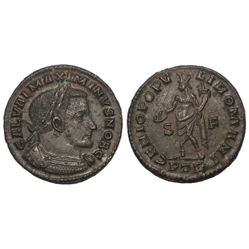 707 - Roman Imperial, Maximinus II as Caesar AE Follis, Genius of the Roman People type, 11.12g, GVF