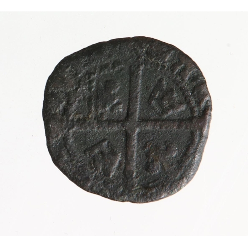 726 - Scotland, James IV billon Penny, Fair, with an old hand-written note misidentifying it.