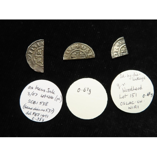 762 - Henry II (1154-1189), Short Cross cut coins (3), class 1b1, Worcester: Halfpennies: 1b1 [OSLAC] SCBI... 