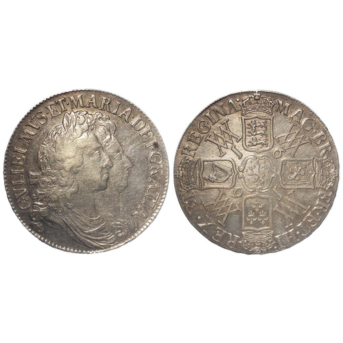 80 - Crown 1691 Tertio, I/E in GVLIELMVS, S.3433, VF, surface flaw obv. right. Ex Lockdales A167 Lot 1886