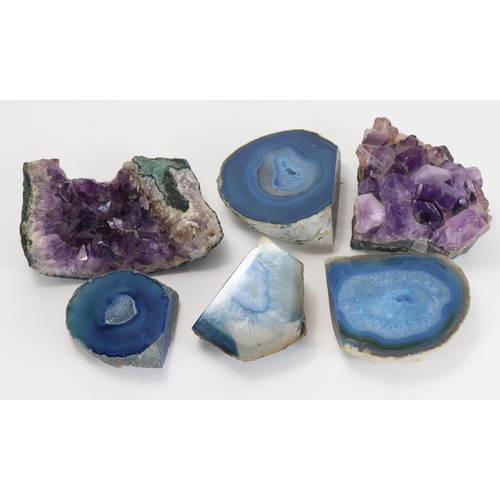 1016 - Two Natural Amethyst Crystal Clusters, along with Four Agate Geodes.