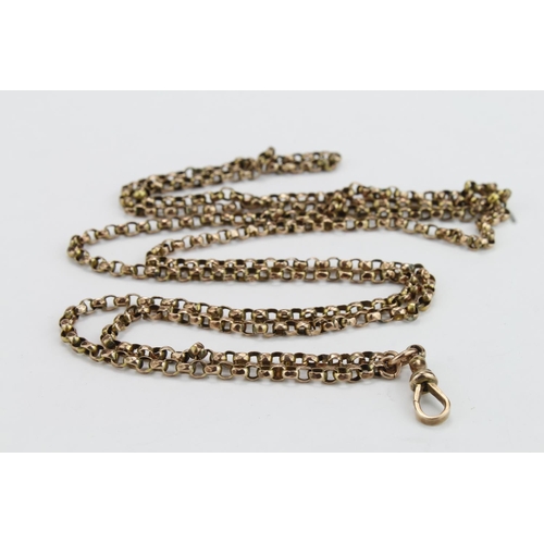 199 - Yellow metal (stamped 9ct) muff chain, Approx 98cm Weight 14.8g