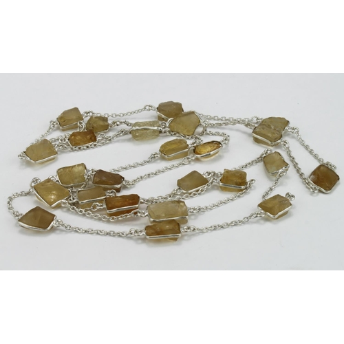 260 - Rough Citrine Tumbles Necklace, total 165cts approx length 36 inches