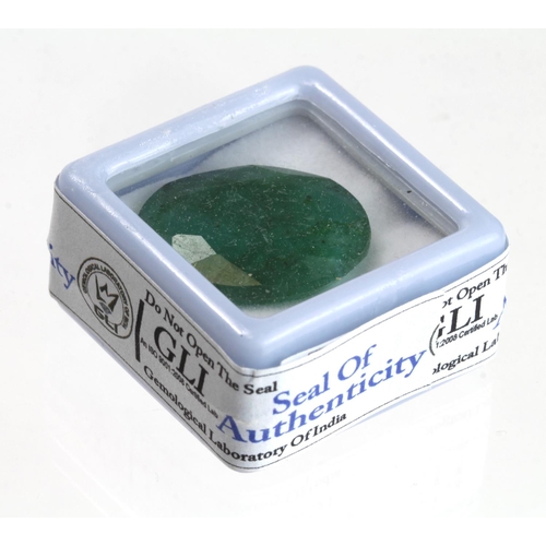 330 - 18.20ct Natural Oval Emerald (Beryl )Gemstone with certificate