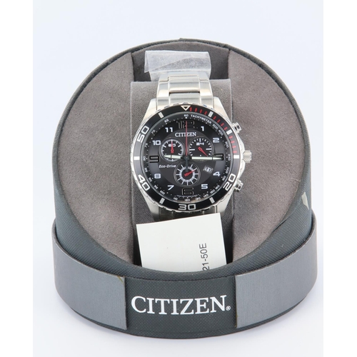 337 - Gents stainless steel cased Citizen Eco Drive  chronograph wristwatch, Boxed as new, working when ca... 