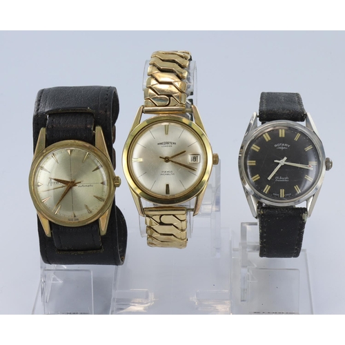 345 - Three gents wristwatches. Accurist 21 jewel automatic, Rotary manual wind & Winegartens manual wind.... 