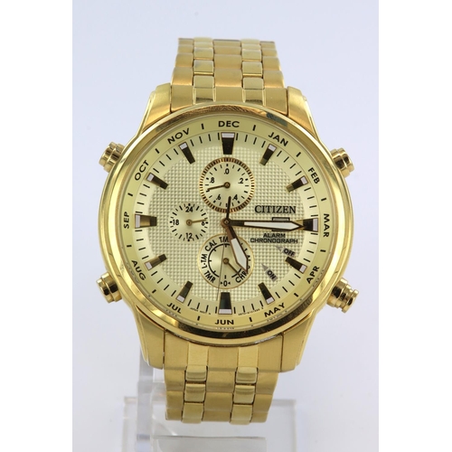 348 - Gents Citizen WR100 alarm chronograph, case diameter 43mm approx. (partially working at time of cata... 