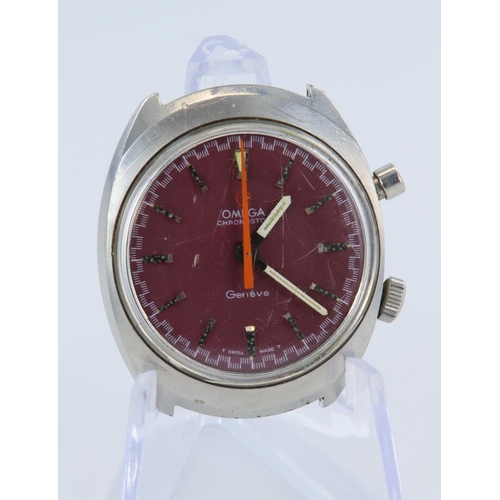 349 - Gents stainless steel cased Omega Chronostop circa 1969. The purple dial with silvered baton markers... 