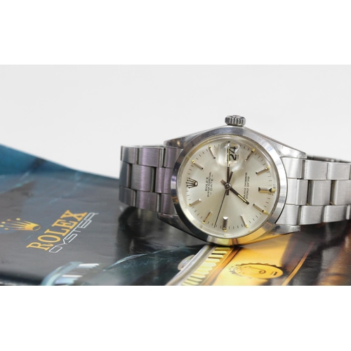 356 - Gents stainless steel cased Rolex Oyster Date (Ref 15000). Circa 1986. The silvered dial with baton ... 