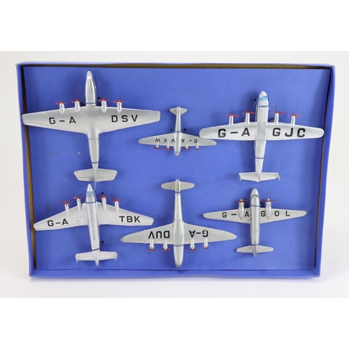 647 - Dinky Toys. A boxed set of Dinky Toys Commercial Aircraft set No. 4 Containing six planes; the Avro ... 