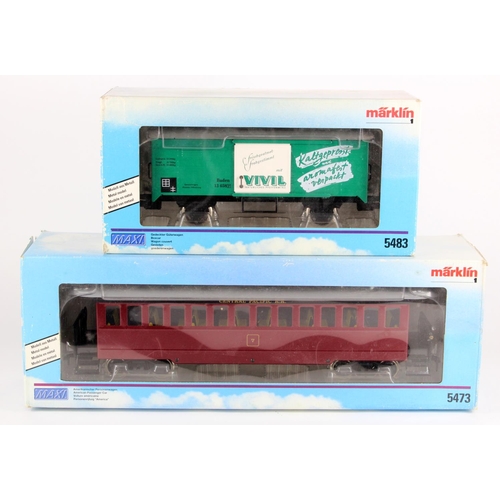 663 - Marklin. Two Marklin Maxi G scale boxed rolling stock, comprising American Passenger Car (5473) & Bo... 