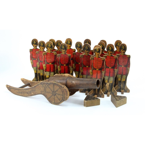 665 - Military interest. A collection of sixteen wooden figures, depicting Imperial German guards (?), cir... 